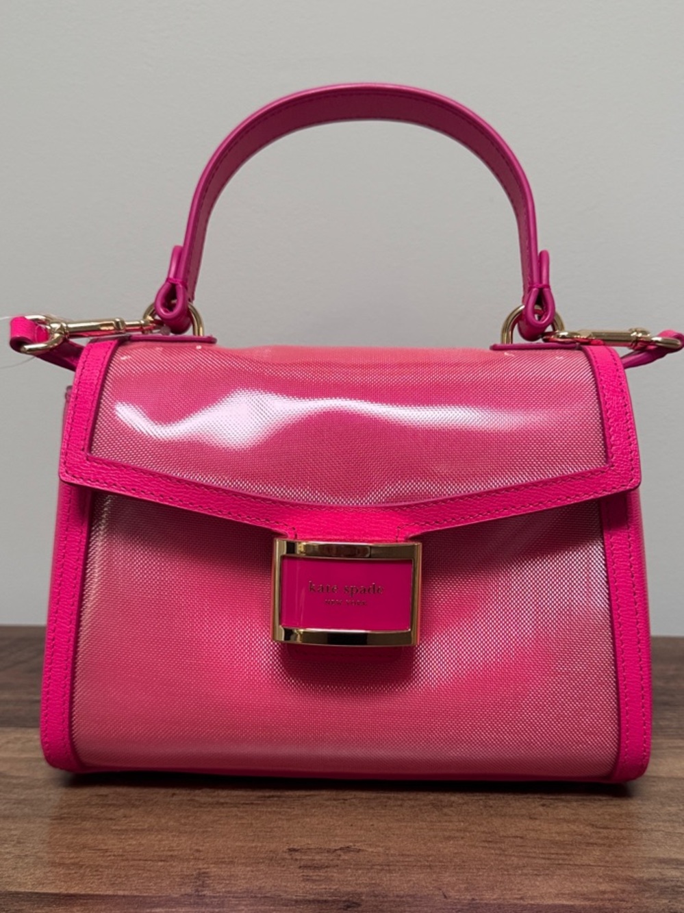 kate spade Katy Coated Mesh Small Top Handle Hot Pink Bag